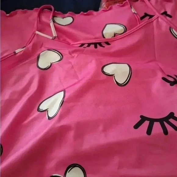Women's Heart & Eyelash Print Sleep Dress - Size 6 - Picture 4 of 5